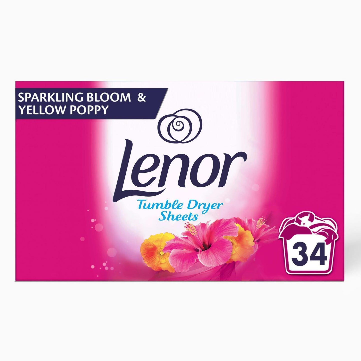 Lenor Tumble Dryer Sheets Sparkling Bloom & Yellow Poppy 34 Sheets