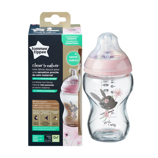 Tommee Tippee Glass Bottle Girl Decorated 250ml